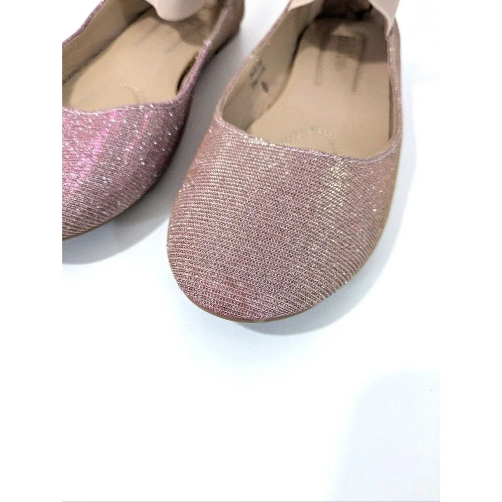 Bella Marie Sparkly Iridescent Pink Dana Ballet Flats / Gladiator Sandals Size 9